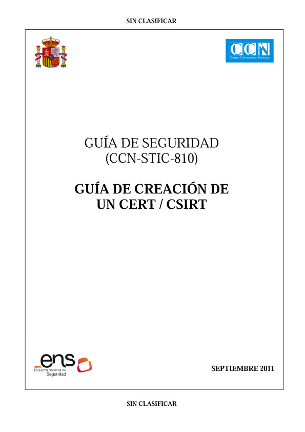 CCN-STIC-810 Guia de Creació de CERT’s