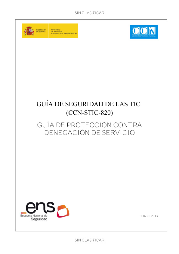 CCN-STIC-820 Protecció contra Denegació de Servei