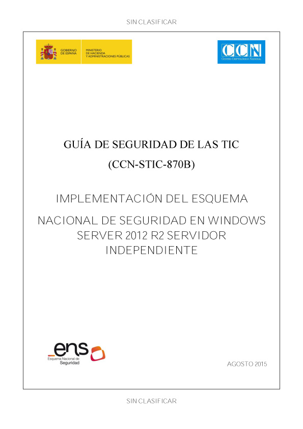 Guia-CCN-STIC-870B Implementació del ENS en Windows Server 2012 R2 Servidor independent