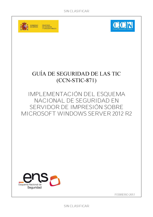 CCN-STIC-871 Implementació del ENS en Servidor d’impressió sobre Windows Server 2012 R2