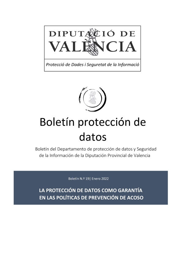 Boletín nº 19 – La Protección de Datos como garantía en las políticas de prevención del acoso