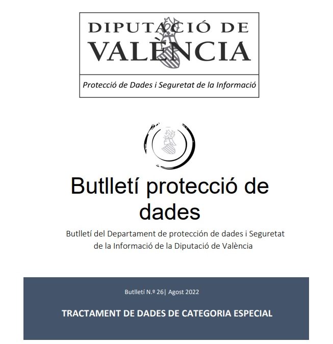 Butlletí núm. 26 – Tractament de dades de categoria especial
