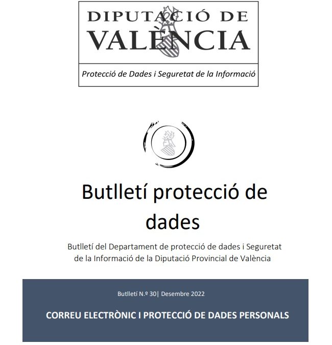 Butlletí núm. 30 – Correu electrònic i protecció de dades personals