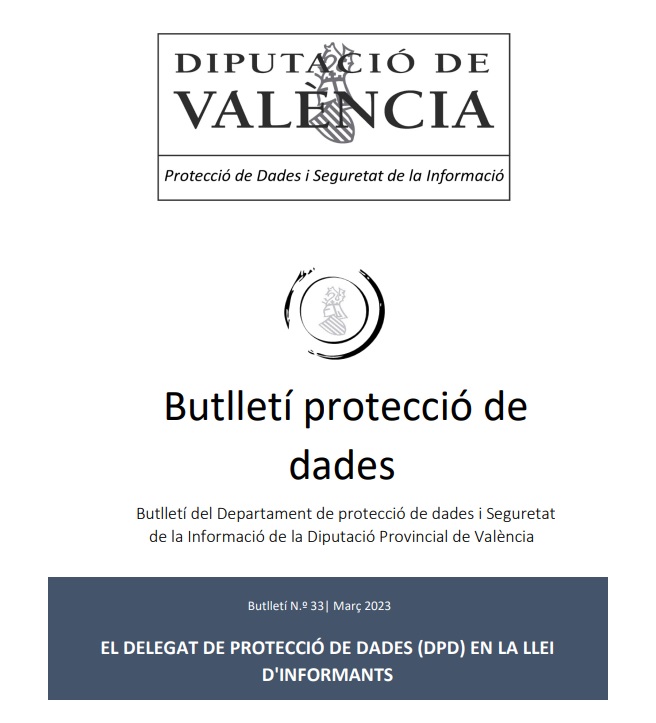 Butlletí núm. 33 – El DPD en la llei d’informants