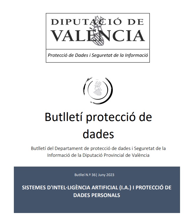 Butlletí núm. 36 – Sistemes d’Intel·ligència artificial i Protecció de Dades Personals