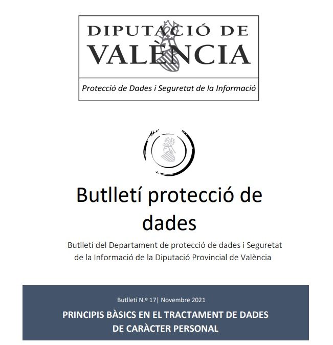 Butlletí núm. 17 – Principis bàsics en el tractament de dades de caràcter personal