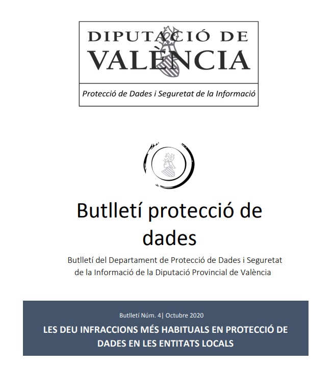 Butlletí núm. 4 – Les deu infraccions més habituals en Protecció de Dades en les Entitats Locals