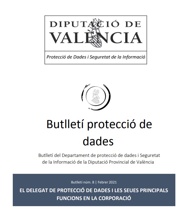 Butlletí núm. 8 – El delegat de protecció i les seues principals funcions en la Corporació