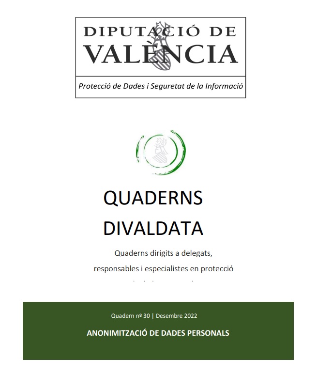 Quadern núm. 30 – Anonimització de dades personals