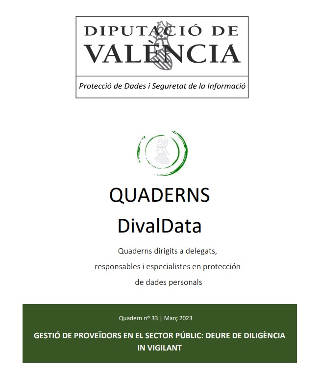 Quadern núm. 33 – Gestió de proveïdors en el sector públic: deure de diligència in vigilant