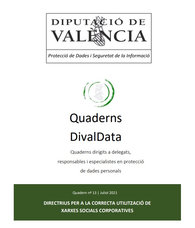 Quadern nº 13 – Directrius per a la correcta utilització de Xarxes Socials Corporatives