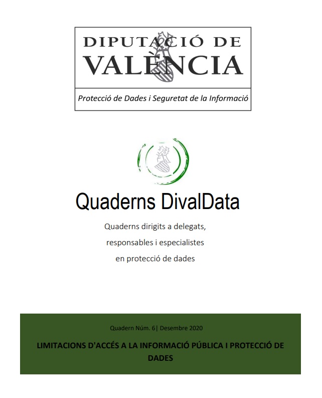 Quadern núm. 6 – Limitacions d’accés a la informació pública i protecció de dades