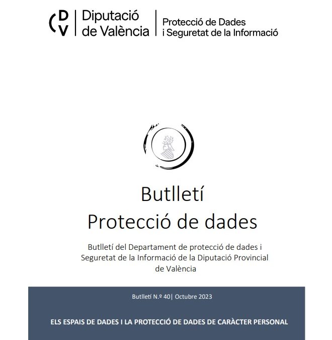 Butlletí núm. 40 – Els espais de dades i la protecció de dades de caràcter personal
